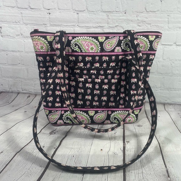 Vera Bradley | Bags | Vera Bradley Pink Elephant Print Blk Pink Lime ...